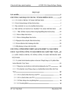 Chuyên đề Một số vấn đề về triển khai nghiệp vụ bảo hiểm cháy tại Tổng công ty bảo hiểm Dầu khí Việt Nam PVI