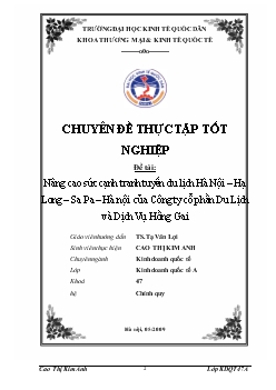 Chuyên đề Nâng cao sức cạnh tranh tuyến du lịch Hà Nội – Hạ Long – Sa Pa – Hà nội của Công ty cổ phần Du Lịch và Dịch Vụ Hồng Gai