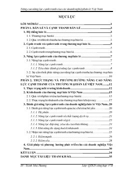 Chuyên đề Năng lực cạnh tranh của các doanh nghiệp bán lẻ Việt Nam