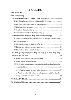 Chuyên đề Phân tích thực trạng hoạt động sản xuât kinh doanh tại công ty cổ phần Cơ khí Gia Lâm