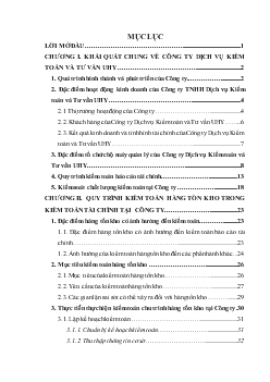Chuyên đề Quy trình kiểm toán hàng tồn kho trong kiểm toán tài chính tại Công ty dịch vụ kiểm toán và tư vấn UHY