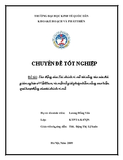Chuyên đề Tác động của Tài chính vi mô tới công tác xóa đói giảm nghèo ở Việt Nam, và một số giải pháp nhằm nâng cao hiệu quả hoạt động của tài chính vi mô