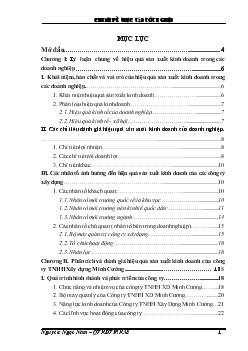 Chuyên đề Thực trạng và một số giải pháp góp phần nâng cao hiệu quả trong sản xuất kinh doanh của công ty TNHH Xây dựng Minh Cường
