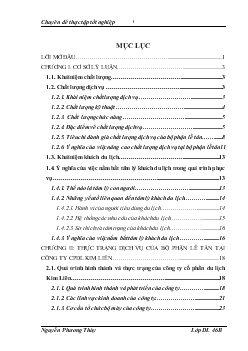 Chuyên đề Tìm hiểu một số đặc điểm tâm lý khách du lịch Trung Quốc. Từ đó đưa ra một số giải pháp nâng cao chất lượng dịch vụ của bộ phận lễ tân tại công ty CPDL Kim Liên