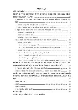 Đề án Nghiên cứu nhu cầu sử dụng ôtô tại các hộ gia đình Hà Nội và các yếu tố ảnh hưởng đến việc mua xe