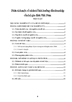 Đề án Phân tích một số nhân tố ảnh hưởng đến thu nhập của hộ gia đình Việt Nam