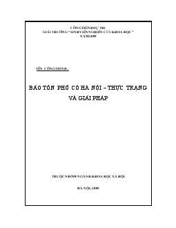 Đề tài Bảo tồn phố cổ Hà Nội – thực trạng và giải pháp