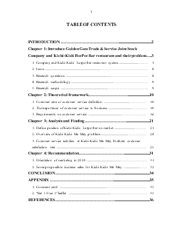 Đề tài Evaluate effectiveness of customer service activities in increasing sales for Kichi-Kichi hot pot bar restaurant on 61 Ma May street