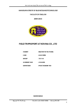 Đề tài Field trip report at kovina co., ltd