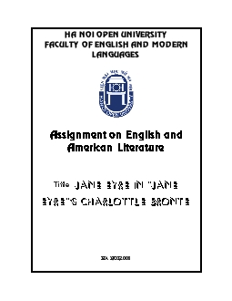 Đề tài Jane Eyre in “Jane Eyre”’s Charlottle Bronte