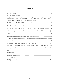 Đề tài Lý luận hình thái kinh tế - xã hội với sự nghiệp cách mạng hiện nay ở nước ta