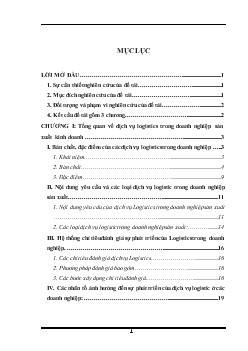 Đề tài Phát triển các dịch vụ hậu cần vật tư cho sản xuất ở nhà máy nhôm Đông Anh
