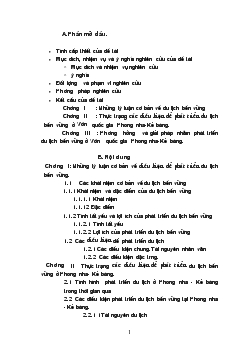 Đề tài Phương hướng và giải pháp nhằm phát triển du lịch bền vững ở Vườn quốc gia Phong nha-Kẻ bàng