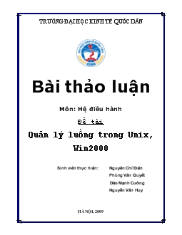 Đề tài Quản lý luồng trong Unix, Win2000