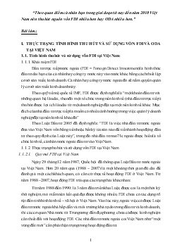 Đề tài Theo quan điểm cá nhân bạn trong giai đoạn từ nay đến năm 2010 Việt Nam nên thu hút nguồn vốn FDI nhiều hơn hay ODA nhiều hơn