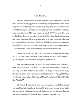 Đề tài Trục lợi bảo hiểm và các biện pháp phòng chống trục lợi bảo hiểm tại công ty Bảo Việt nhân thọ Thái Bình