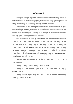 Đề tài Vấn đề tiền lương - tiền thưởng tại công ty TNHH Thái Hà