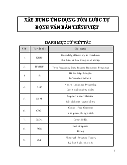 Đồ án Xây dựng ứng dụng tóm lược tự động văn bản tiếng Việt
