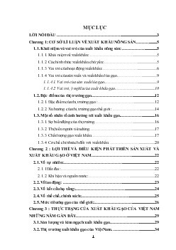 Khóa luận Phân tích các nhân tố ảnh hưởng tới hoạt động xuất khẩu gạo của Việt Nam