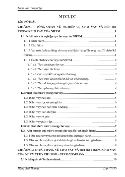 Luận văn Một số giải pháp hạn chế rủi ro trong cho vay tại Ngân hàng thương mại cổ phần kỹ thương - Techcombank