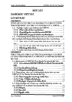Luận văn Một số giải pháp nâng cao chất lượng thẩm định dự án cho vay dài hạn tại Ngân hàng thương mại cổ phần An Bình Chi nhánh Hà Nội