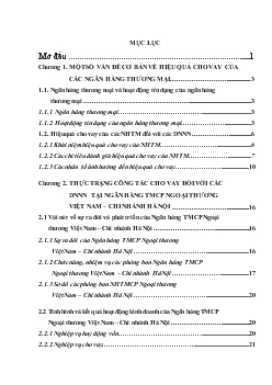 Luận văn Một số giải pháp nhằm nâng cao hiệu quả cho vay đối với các doanh nghiệp nhà nước tại Ngân hàng TMCP Ngoại Thương Việt Nam – Chi nhánh Hà Nội