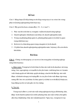 Tiểu luận Bằng thực tiễn hãy chứng minh rằng: trang trại có vai trò to lớn trong phát triển nông nghiệp nông thôn hiện nay