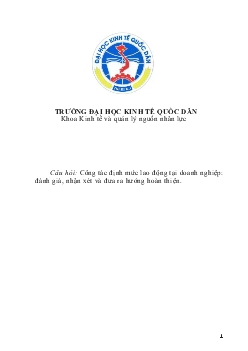 Tiểu luận Công tác định mức lao động tại doanh nghiệp: đánh giá, nhận xét và đưa ra hướng hoàn thiện
