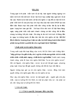 Tiểu luận Hồ Chí Minh đã chủ trương thực hiện cơ cấu kinh tế hàng hoá nhiều thành phần trong thời kì quá độ lên chủ nghĩa xã hội ở Việt Nam