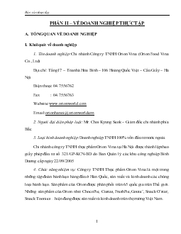 Báo cáo thực tập tại Chi nhánh Công ty TNHH Orion Vina
