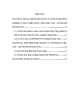 Báo cáo thực tập tại Ngân hàng nông nghiệp và phát triển nông thôn Việt Nam- Chi nhánh Thanh Xuân