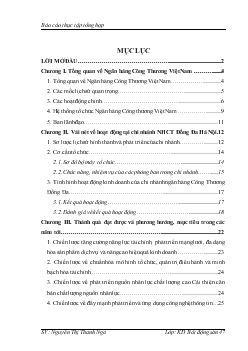 Báo cáo Thực tập tổng hợp tại Chi nhánh Ngân hàng Công Thương Đống Đa Hà Nội