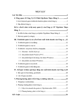 Báo cáo thực tập tổng hợp tại Công ty Cổ phần Tập đoàn Nhựa Đông Á
