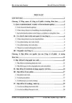 Báo cáo thực tập tổng hợp tại Công ty cổ phần xi măng Bỉm Sơn