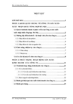 Báo cáo thực tập tổng hợp tại Công ty sản xuất – xuất nhập khẩu tổng hợp Hà Nội