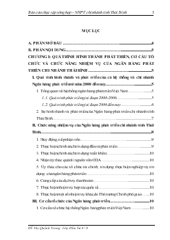 Báo cáo Thực tập tổng hợp tại Ngân hàng phát triển chi nhánh tỉnh Thái Bình