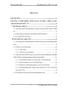 Báo cáo thực tập tổng hợp tại Viện Chiến Lược – Bộ Kế hoạch đầu tư