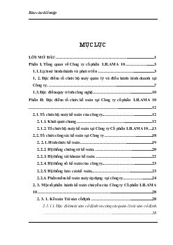 Báo cáo Tổ chức Kế toán tại Công ty cổ phần LILAMA 10