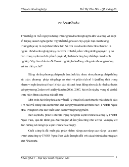 Chuyên đề Giải pháp nâng cao năng lực cạnh tranh của công ty TNHH Ngọc Hoa và kiến nghị đối với chính sách của nhà nước
