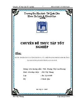 Chuyên đề Hoàn thiện chất lượng dịch vụ của bộ phận kinh doanh buồng tại khách sạn SOFITEL PLAZA HA NOI