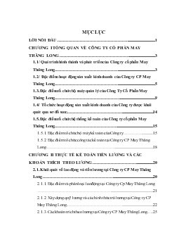 Chuyên đề Hoàn thiện kế toán tiền lương và các khoản trích theo lương tại công ty cổ phần may Thăng Long