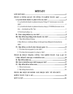 Chuyên đề Hoàn thiện kiểm soát chất lượng hoạt động Kiểm toán trong kiểm toán báo cáo tài chính do công ty TNHH kiểm toán và tư vấn A&C thực hiện
