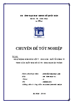 Chuyên đề Hoạt động đảm bảo vật tư cho sản xuất ở Công ty TNHH sản xuất bao bì và thương mại Đức Thành