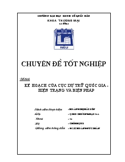 Chuyên đề Kế hoạch của cục dự trữ quốc gia - Hiện trạng và biện pháp