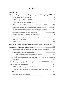 Chuyên đề Mở rộng cho vay mua nhà trả góp tại Ngân hàng thương mại cổ phần Nhà Hà Nội-Chi nhánh Thanh Quan