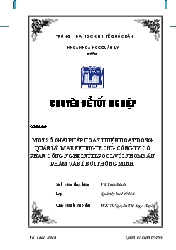 Chuyên đề Một số giải pháp hoàn thiện hoạt động quản lý Marketing trong công ty cổ phần công nghệ Intelpool với nhóm sản phẩm về bể bơi thông minh