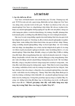 Chuyên đề Một số giải pháp thúc đẩy xuất khẩu hàng may mặc sang thị trường Nhật Bản của công ty cổ phần May 10