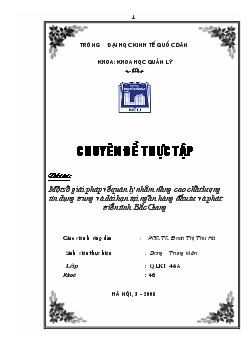 Chuyên đề Một số giải pháp về quản lý nhằm nâng cao chất lượng tín dụng trung và dài hạn tại ngân hàng đầu tư và phát triển tỉnh Bắc Giang