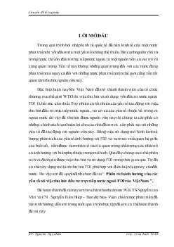 Chuyên đề Phân tích ảnh hưởng của các yếu tố tới việc thu hút đầu tư trực tiếp nước ngoài FDI vào Việt Nam