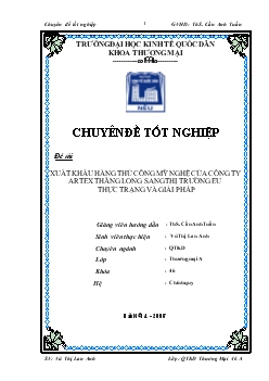 Chuyên đề Xuất khẩu hàng thủ công mỹ nghệ của công ty ARTEX Thăng Long sang thị trường EU: Thực trạng và giải pháp